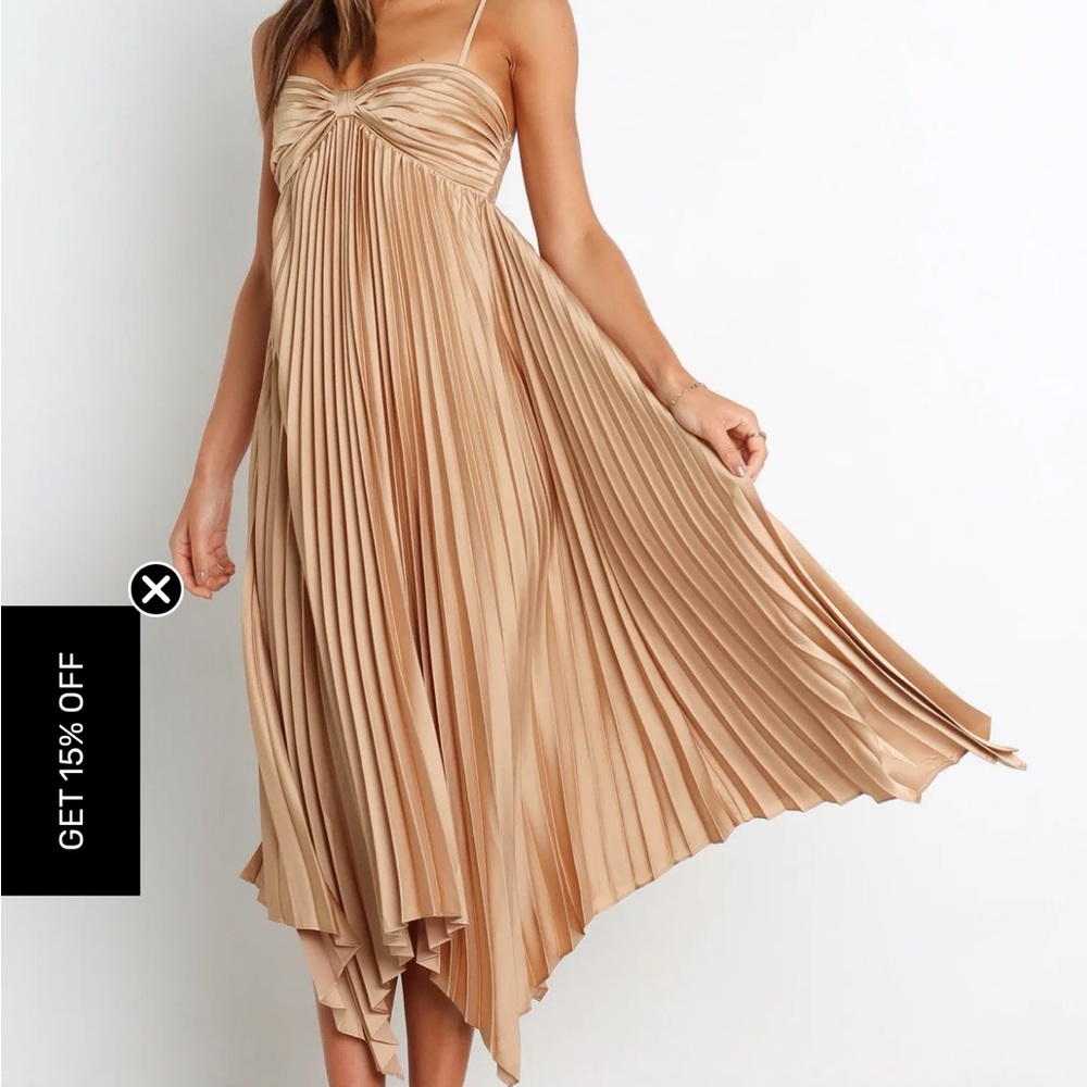 Petal & Pup Asymmetrical gold dress